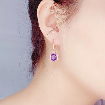 Aretes de Cristal Diamante Púrpura y Rojo - Diseño Coreano Inspirado en Austriaco - Image 13