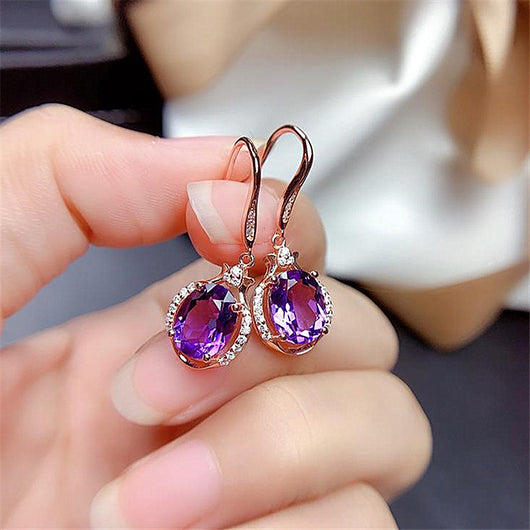 Aretes de Cristal Diamante Púrpura y Rojo - Diseño Coreano Inspirado en Austriaco - Image 9