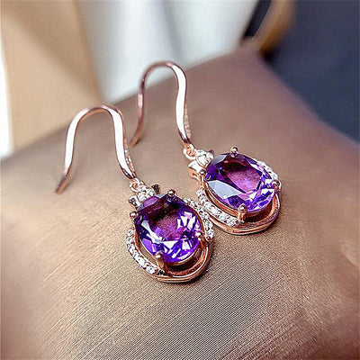 Aretes de Cristal Diamante Púrpura y Rojo - Diseño Coreano Inspirado en Austriaco - Image 11