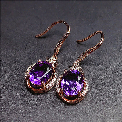Aretes de Cristal Diamante Púrpura y Rojo - Diseño Coreano Inspirado en Austriaco - Image 5