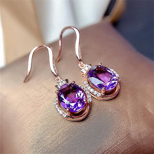 Aretes de Cristal Diamante Púrpura y Rojo - Diseño Coreano Inspirado en Austriaco - Image 6