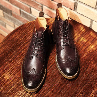 Botas de Cuero Estilo Británico para Hombre con Tallado Artesanal - Image 12