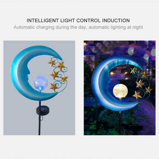 Lámpara Solar de Hierro Forjado Luna Azul