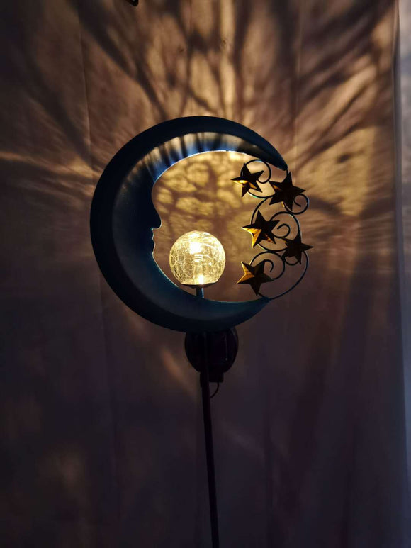 Lámpara Solar de Hierro Forjado Luna Azul