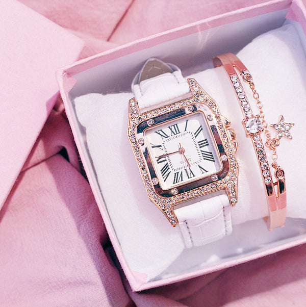 Reloj de Cuarzo Elegante con Esfera Cuadrada y Correa Ajustable