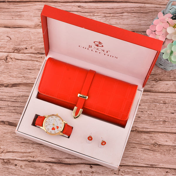 Set de 3 Piezas: Reloj, Billetera y Aretes para Mujer