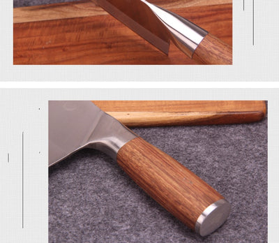 Cuchillo de Cocina en Acero Inoxidable con Mango de Madera Amarilla - Image 3