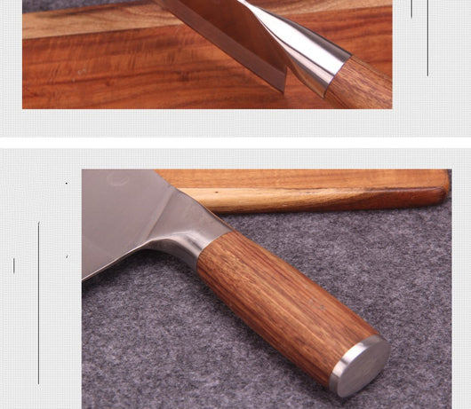 Cuchillo de Cocina en Acero Inoxidable con Mango de Madera Amarilla - Image 3