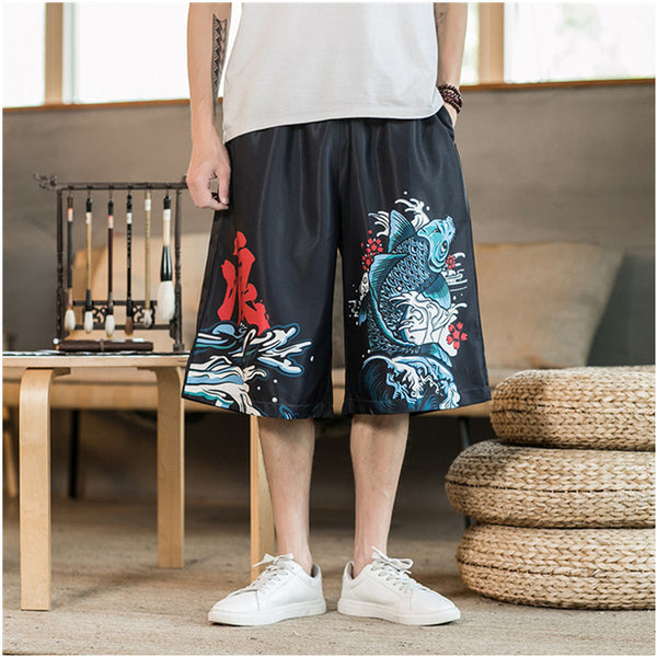 Shorts Rectos Anchos de Cinco Puntos para Hombre