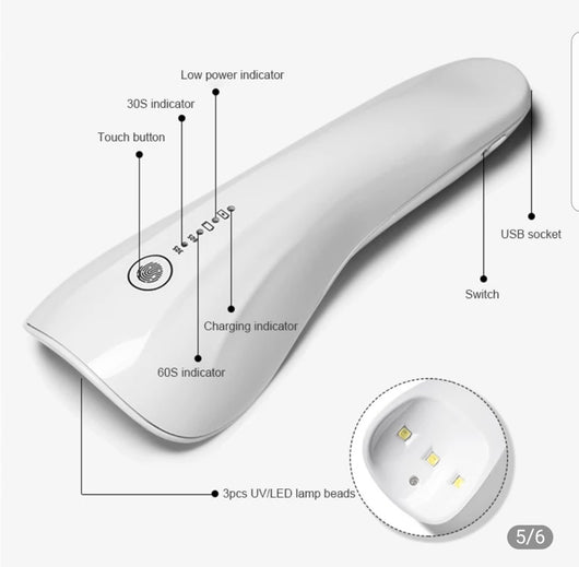 Lámpara UV LED Portátil 5W para Uñas - Secado Rápido con Carga USB - Image 4