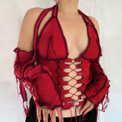 Camiseta Manga Larga con Amarre Halter al Pecho - Image 12