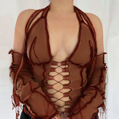 Camiseta Manga Larga con Amarre Halter al Pecho - Image 11