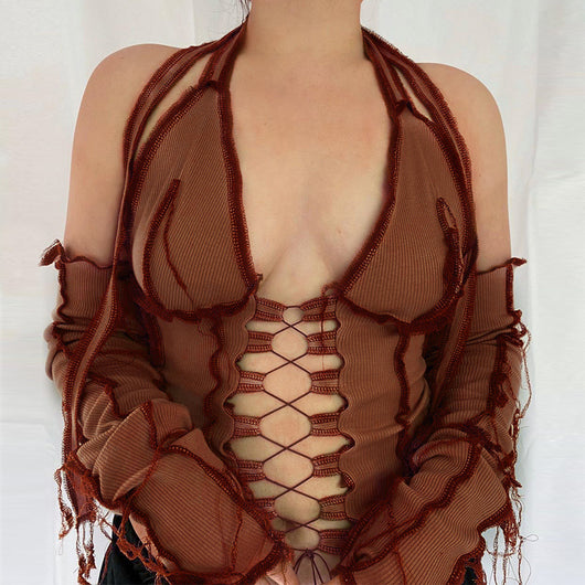 Camiseta Manga Larga con Amarre Halter al Pecho - Image 11