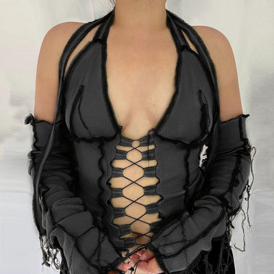 Camiseta Manga Larga con Amarre Halter al Pecho - Image 10