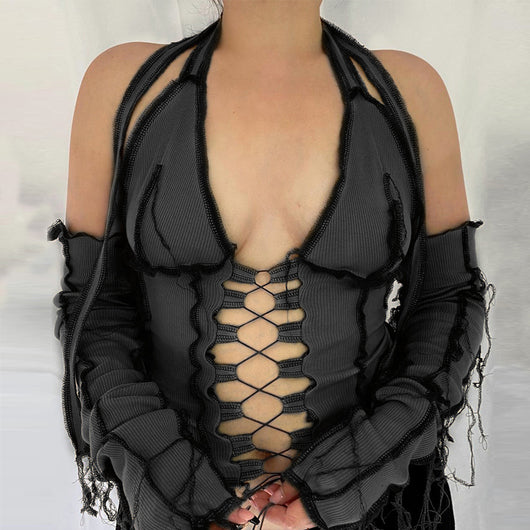 Camiseta Manga Larga con Amarre Halter al Pecho - Image 10
