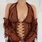 Camiseta Manga Larga con Amarre Halter al Pecho