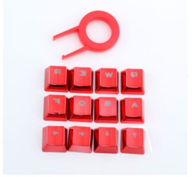 Keycaps Mecánicos PBT Retroiluminados Rojo Metálico - 12 Teclas Inyección Doble