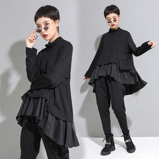 Blusa Mujer Cuello Fruncido Manga Larga Tono Oscuro - Image 10