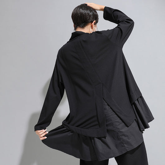 Blusa Mujer Cuello Fruncido Manga Larga Tono Oscuro - Image 4
