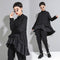Blusa Mujer Cuello Fruncido Manga Larga Tono Oscuro