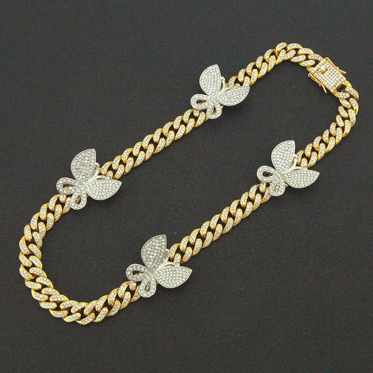 Pulsera Cubana con Mariposa de Cristales Brillantes - Image 7