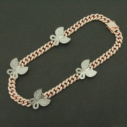Pulsera Cubana con Mariposa de Cristales Brillantes - Image 5