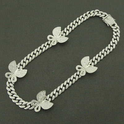 Pulsera Cubana con Mariposa de Cristales Brillantes - Image 3