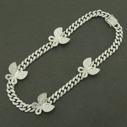 Pulsera Cubana con Mariposa de Cristales Brillantes - Image 3