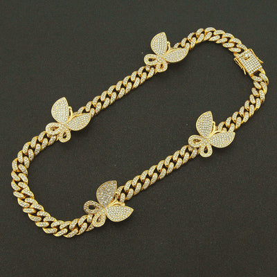 Pulsera Cubana con Mariposa de Cristales Brillantes - Image 4