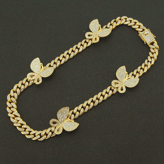 Pulsera Cubana con Mariposa de Cristales Brillantes - Image 4