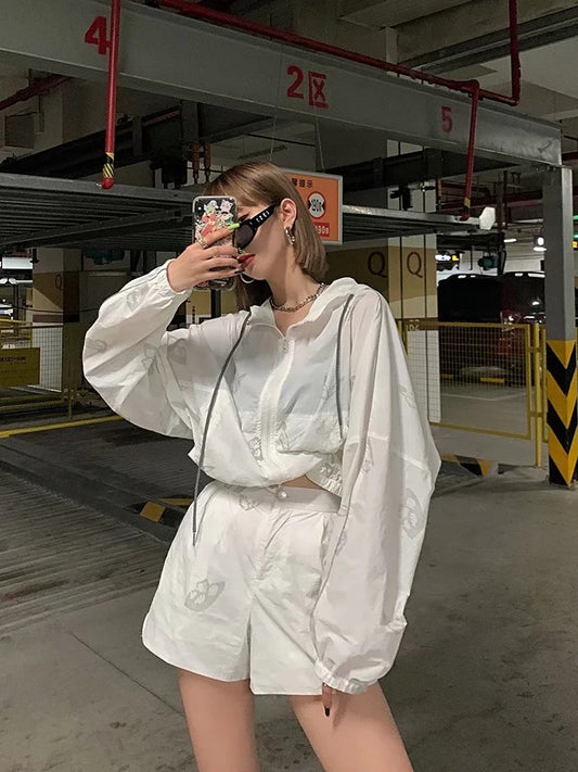 Conjunto Deportivo Mujer con Estampado Reflectante Mariposa y Sudadera
