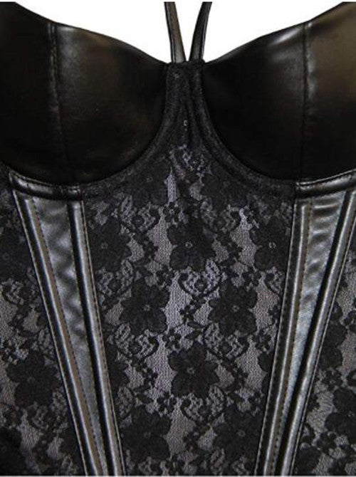 Corset Encaje PU con Liguero y Top Plástico Sexy - Image 6