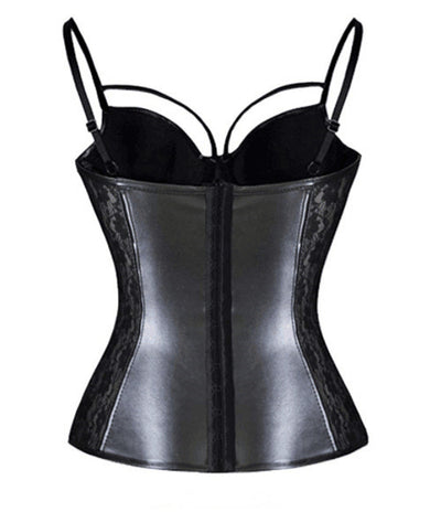 Corset Encaje PU con Liguero y Top Plástico Sexy - Image 10