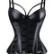 Corset Encaje PU con Liguero y Top Plástico Sexy