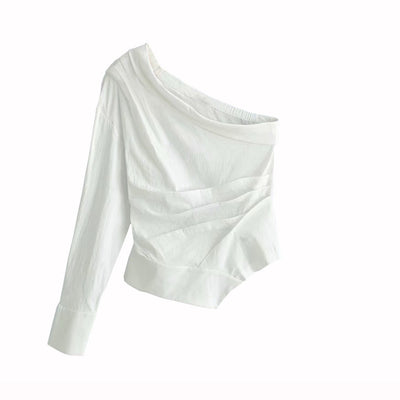 Blusa con Pliegues Asimétricos y Hombros Caídos - Image 7