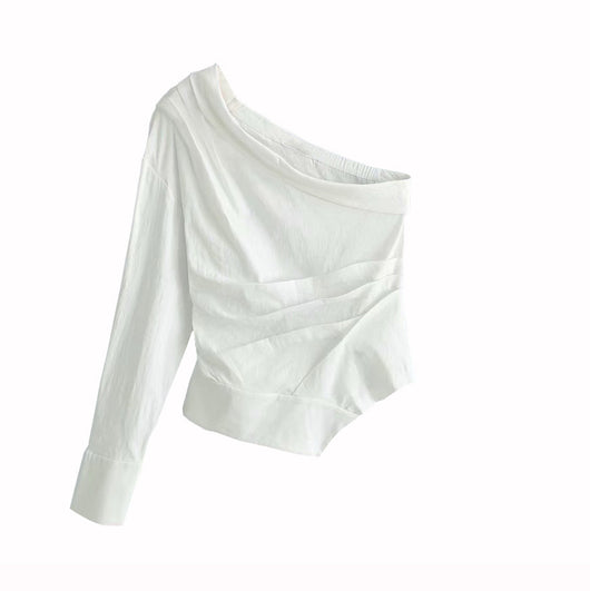 Blusa con Pliegues Asimétricos y Hombros Caídos - Image 4