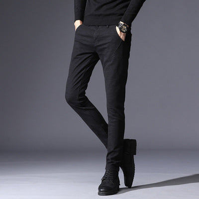 Pantalones Casuales Slim Fit Elásticos con Acabado Cepillado para Hombre