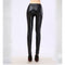 Leggings de Cuero Sintético con Encaje Rosa de Nueve Puntos
