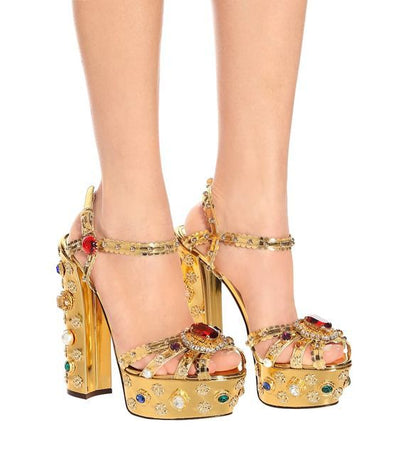 Sandalias de Tacón Dorado Espejo - Image 8