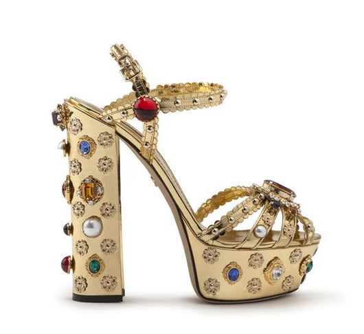 Sandalias de Tacón Dorado Espejo - Image 9
