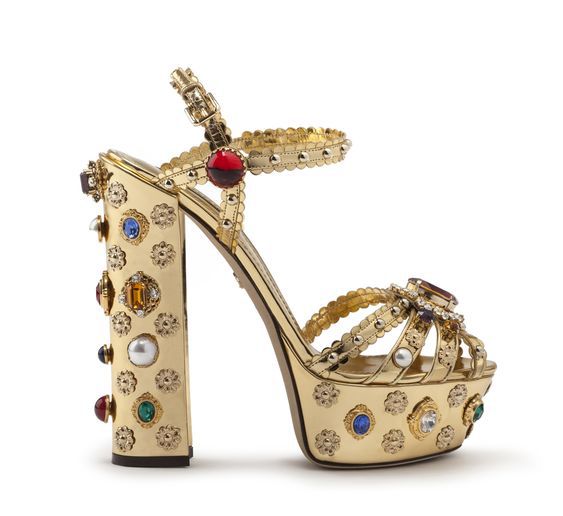 Sandalias de Tacón Dorado Espejo