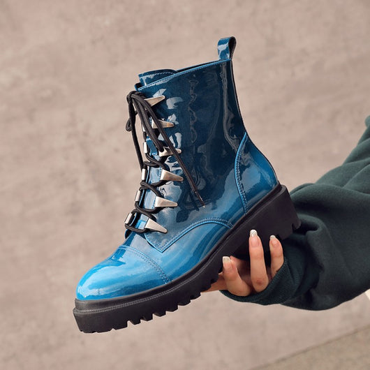 Botas Martin Retro Punta Redonda para Mujer - Otoño e Invierno - Image 5