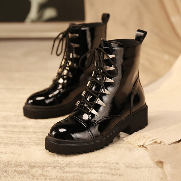 Botas Martin Retro Punta Redonda para Mujer - Otoño e Invierno