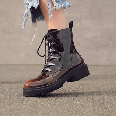 Botas Martin Retro Punta Redonda para Mujer - Otoño e Invierno - Image 4