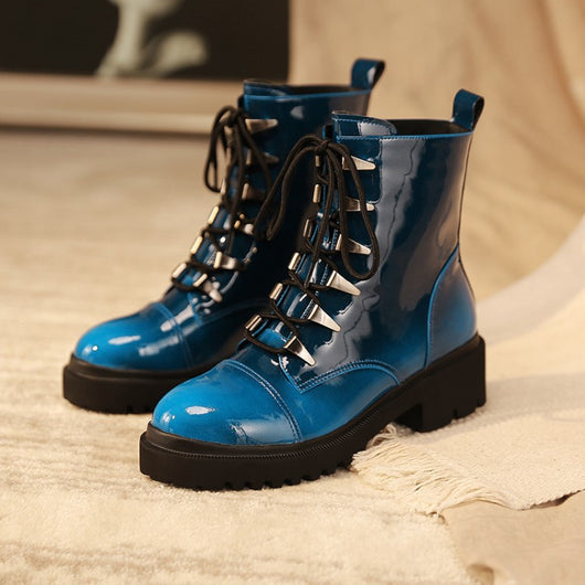 Botas Martin Retro Punta Redonda para Mujer - Otoño e Invierno - Image 6