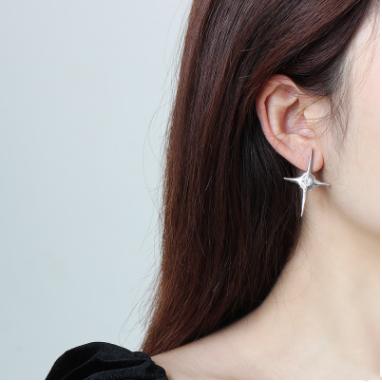 Aretes de Plata 925 Diseño Estrella Cruz - Estilo Europeo y Americano - Image 9