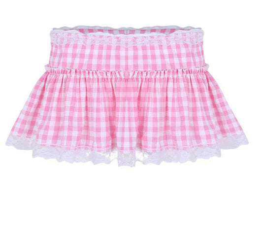 Minifalda Plisada con Encaje y Cuadros