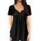 Blusa Suelta con Pliegues y Botones - Camiseta Manga Corta Mujer