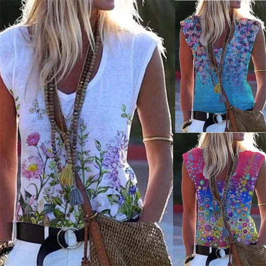 Camiseta Azul Estampada de Algodón Puro con Cuello Redondo - Image 8