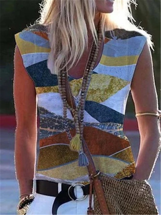Camiseta Azul Estampada de Algodón Puro con Cuello Redondo - Image 7